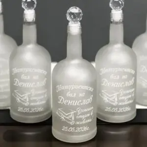 Гравирана бутилка за Абитуриентски бал – Шапка с пожелание – Джин мат 700мл